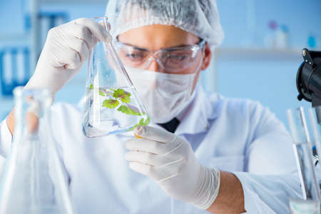 Biotechnology concept with scientist in lab