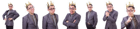 King businessman isolated on white