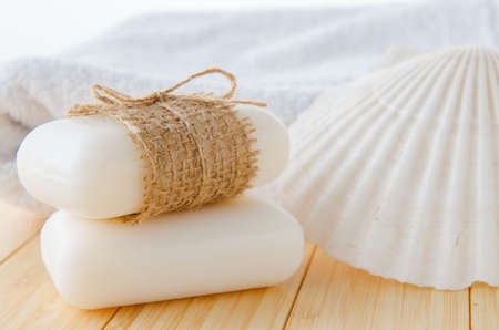 Healthy lifestyle concept with aromatic soapsの写真素材