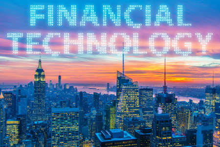 Smart city concept with fintech financial technology conceptの写真素材