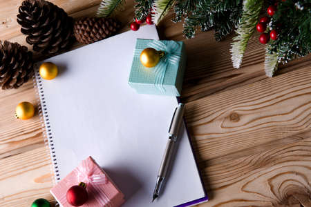 Blank message paper in christmas festive conceptの写真素材