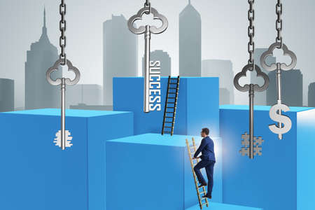 Businessman in key to financial success conceptの写真素材