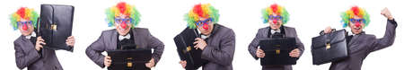 Clown businessman isolated on whiteの写真素材