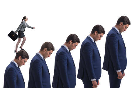 Business people climbing career ladder in business conceptの写真素材