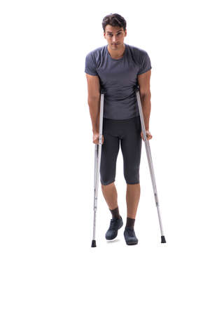 Young patient athlete sportsman suffering an injury trauma withの写真素材