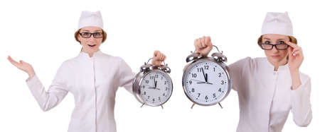 Attractive woman doctor isolated on whiteの写真素材