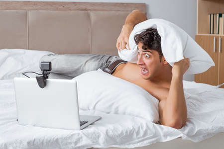 Young sexy man in online dating concept