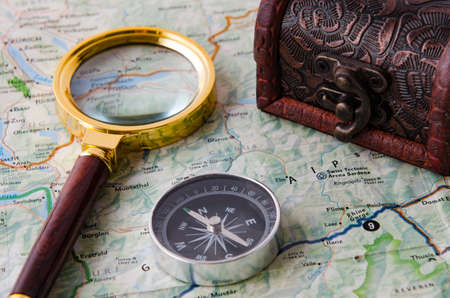 Travel concept with compass and map