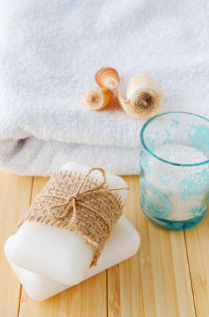 Healthy lifestyle concept with aromatic soapsの写真素材