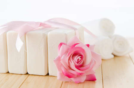 Healthy lifestyle concept with aromatic soapsの写真素材