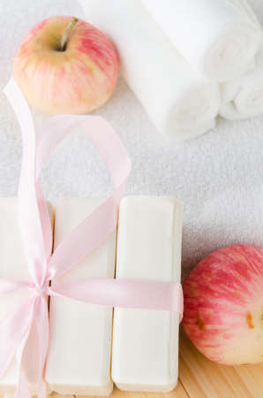 Healthy lifestyle concept with aromatic soapsの写真素材