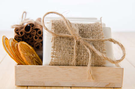 Healthy lifestyle concept with aromatic soapsの写真素材