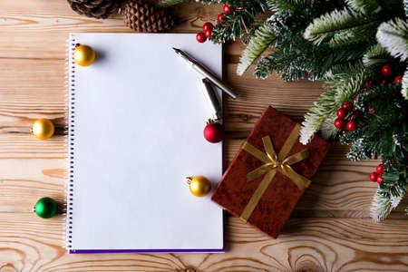 Blank message paper in christmas festive conceptの写真素材