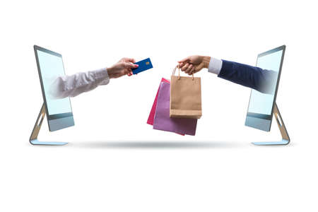 Online shopping through buying from internetの写真素材