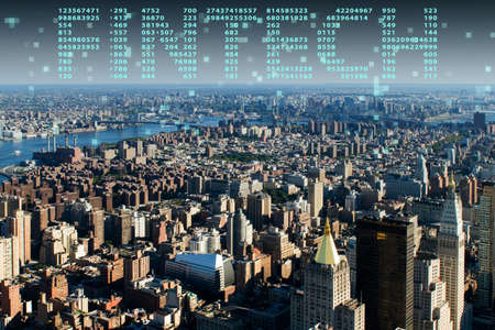 Smart city concept with fintech financial technology conceptの写真素材