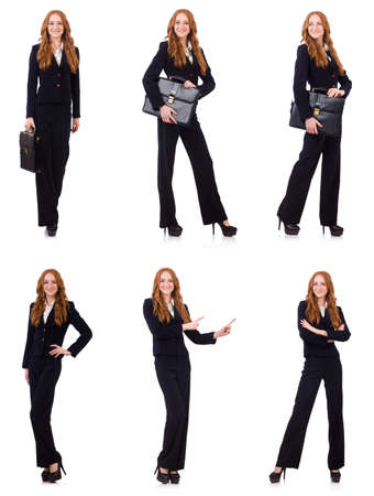 Woman businesswoman in business concept isolated on whiteの写真素材