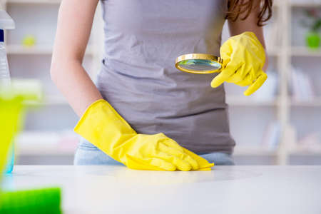 Woman doing cleaning at home