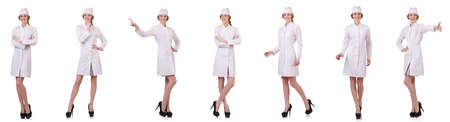 Attractive woman doctor isolated on whiteの写真素材