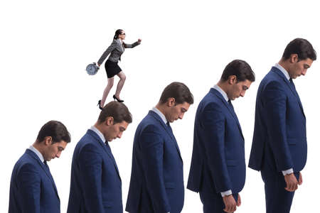 Business people climbing career ladder in business conceptの写真素材
