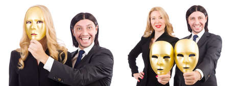 Funny concept with theatrical maskの写真素材