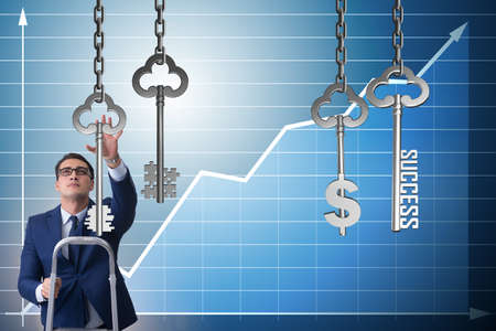 Businessman in key to financial success conceptの写真素材