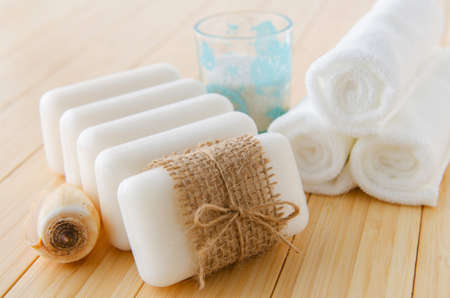 Healthy lifestyle concept with aromatic soaps