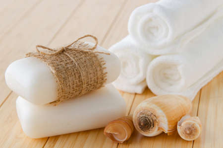 Healthy lifestyle concept with aromatic soapsの写真素材