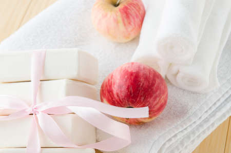 Healthy lifestyle concept with aromatic soapsの写真素材