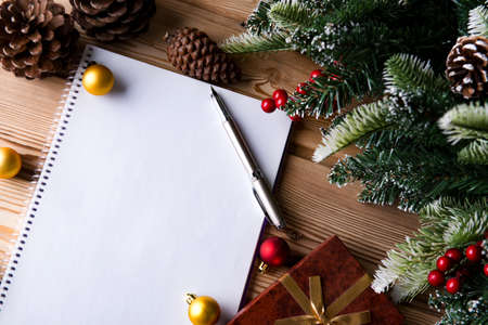 Blank message paper in christmas festive conceptの写真素材