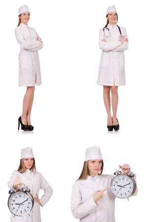 Young woman doctor isolated on whiteの写真素材