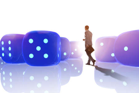 Businessman thinking about chances of business successの写真素材