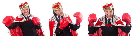 King businessman in funny concept isolated on whiteの写真素材