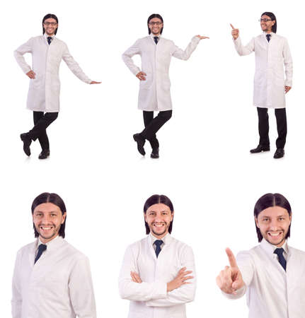 Young male doctor isolated on whiteの写真素材