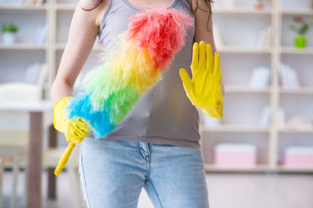 Woman doing cleaning at homeの写真素材