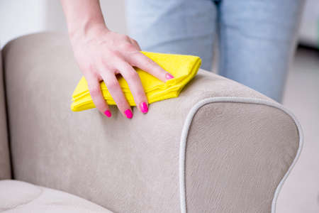 Woman doing cleaning at homeの写真素材