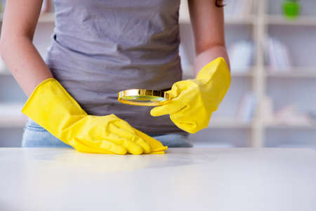 Woman doing cleaning at homeの写真素材
