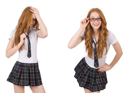 Young student female isolated on whiteの写真素材