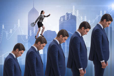 Business people climbing career ladder in business concept