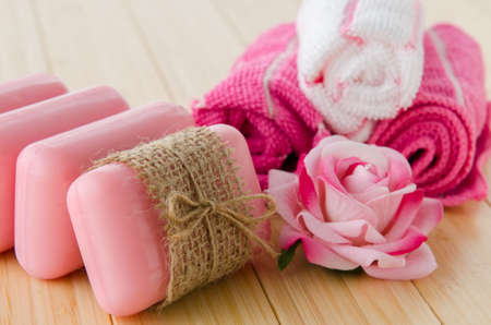 Healthy lifestyle concept with aromatic soapsの写真素材