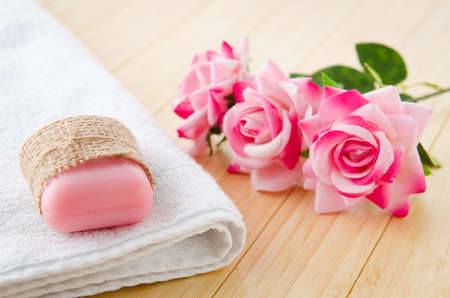 Healthy lifestyle concept with aromatic soapsの写真素材