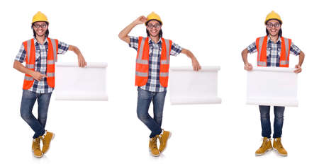 Funny engineer isolated on the white white