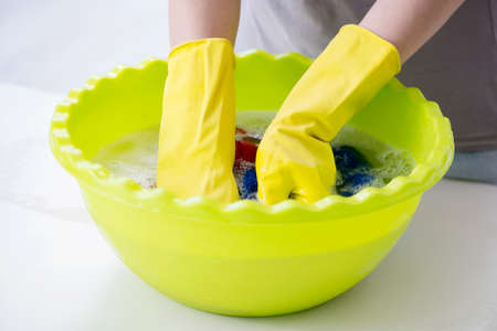 Woman doing cleaning at homeの写真素材