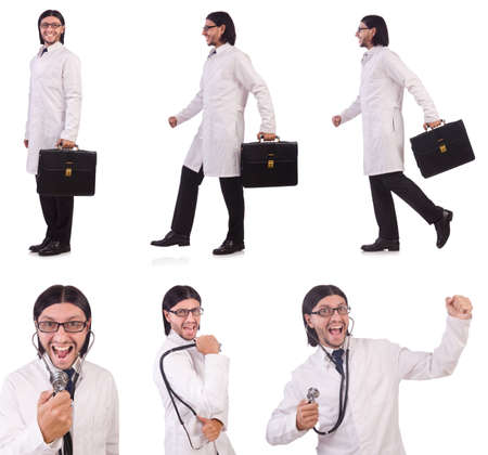 Young male doctor isolated on whiteの写真素材