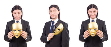 Man with mask isolated on white