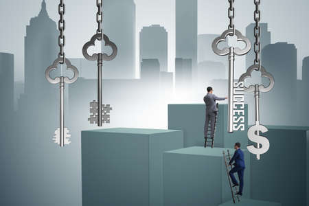 Businessman in key to financial success conceptの写真素材