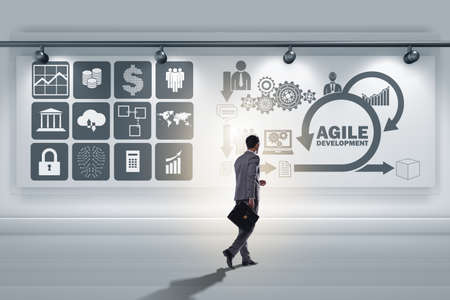 Businessman in agile software development conceptの写真素材