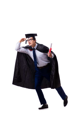 Student graduate isolated on white backgroundの写真素材