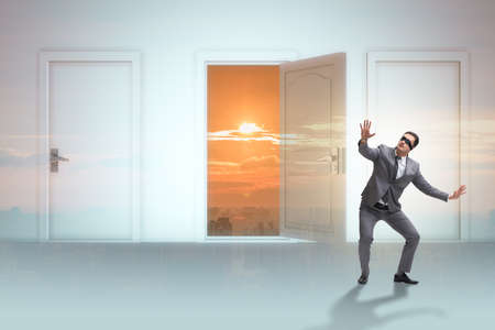 Businessman facing many business opportunitiesの写真素材