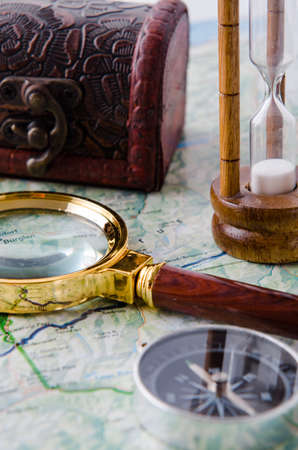 Travel concept with compass and map