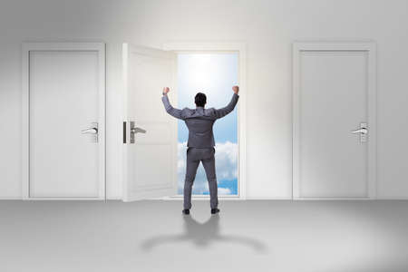 Businessman facing many business opportunitiesの写真素材